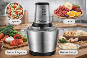 Tocator de bucatarie electric Cheffinger capacitate 3l, 1000W si bol de inox