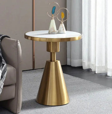 Masuta cafea MIRIFIC Auriu periat din otel inoxidabil si blat din piatra sinterizata