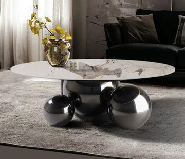 Masuta cafea OPULENS Black din otel inoxidabil si piatra sinterizata