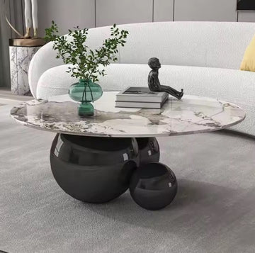 Masuta cafea OPULENS Black din otel inoxidabil si piatra sinterizata