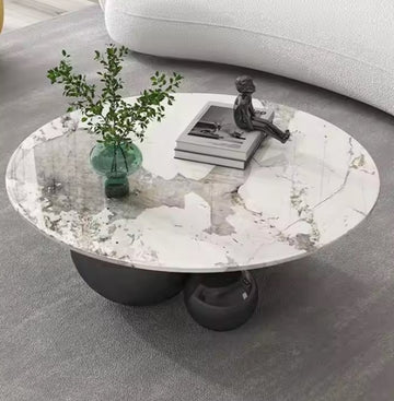 Masuta cafea OPULENS Black din otel inoxidabil si piatra sinterizata