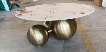 Masuta cafea OPULENS Brushed Gold din otel inoxidabil si piatra sinterizata