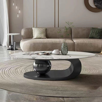 Masuta cafea ELISIUM Black din otel inoxidabil si piatra sinterizata