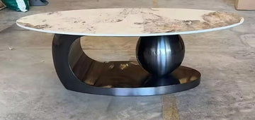 Masuta cafea ELISIUM Black din otel inoxidabil si piatra sinterizata
