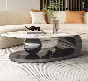 Masuta cafea ELISIUM Black din otel inoxidabil si piatra sinterizata