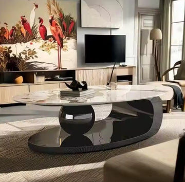 Masuta cafea ELISIUM Black din otel inoxidabil si piatra sinterizata