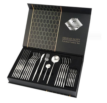 Set tacamuri 24 piese din Otel inoxidabil Argintiu model occidental