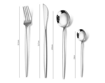 Set tacamuri 24 piese din Otel inoxidabil Argintiu model occidental