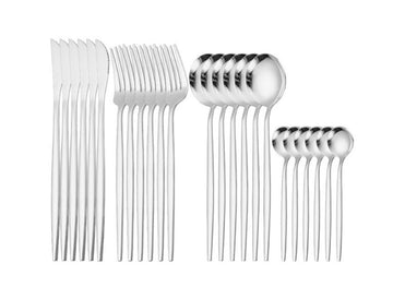 Set tacamuri 24 piese din Otel inoxidabil Argintiu model occidental
