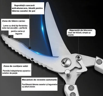 Foarfeca bucatarie profesionala din otel inoxidabil , multifunctionala pentru carne,pui, peste, legume