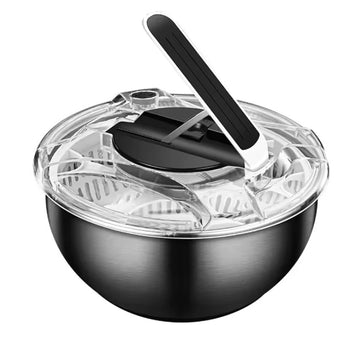 Uscator salata manual din inox,multifunctional 4 in 1, bol 7l, capac transparent si sistem de stoarcere eficient