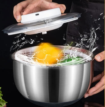 Uscator salata electric cu incarcare USB , multifunctional ,bol inox 4.75 l