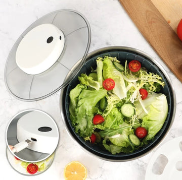 Uscator salata electric cu incarcare USB, multifunctional, bol inox 4.75 l