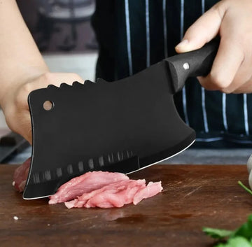 Cutit bucatarie tip satar profesional negru ,27.5cm pentru oase, carne,legume