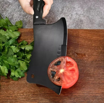 Cutit bucatarie tip satar profesional negru ,27.5cm pentru oase, carne,legume