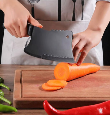 Cutit bucatarie tip satar profesional negru ,27.5cm pentru oase, carne,legume