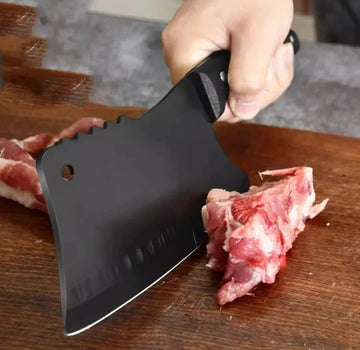 Cutit bucatarie tip satar profesional negru ,27.5cm pentru oase, carne,legume