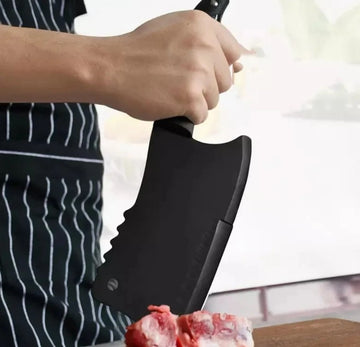 Cutit bucatarie tip satar profesional negru ,27.5cm pentru oase, carne,legume