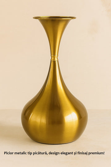 Masuta cafea SERENE Gold din metal si blat din piatra sinterizata