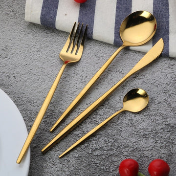 Set tacamuri 24 piese Auriu din Otel inoxidabil model occidental