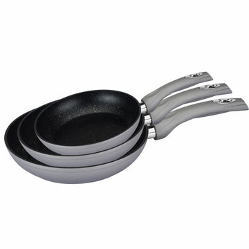 Set 3 tigai culoare Gri dimensiuni diferite cu strat marmorat pentru toate tipurile de plita