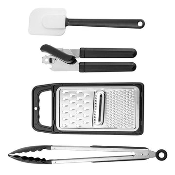 Set bucatarie 16 piese , razatoare,cleste ,ustensile din otel inoxidabil si silicon si accesorii masuratoare