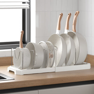 Suport reglabil, extensibil multifunctional, alb pentru oale, tigai si capace