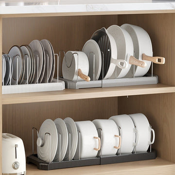 Suport reglabil, extensibil multifunctional, alb pentru oale, tigai si capace