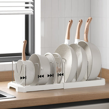 Suport reglabil, extensibil multifunctional, alb pentru oale, tigai si capace