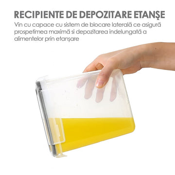 Set complet 24 recipiente din plastic pentru organizarea alimentelor,cu capace etanșe, marker,etichete si linguri dozatoare