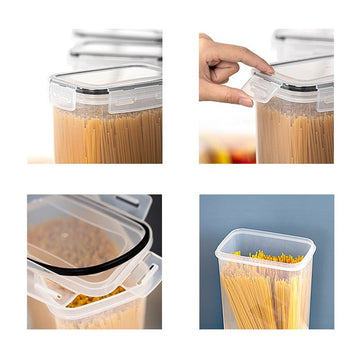 Set complet 14 recipiente din plastic pentru organizarea alimentelor,cu capace etanșe, marker,etichete si linguri dozatoare