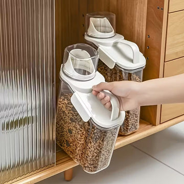 Set 3 recipiente gradate din plastic pentru depozitarea alimentelor cu capac dozator in diferite marimi
