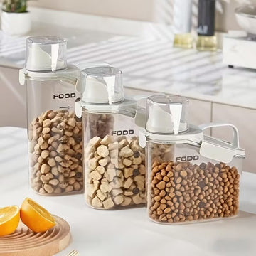 Set 3 recipiente gradate din plastic pentru depozitarea alimentelor cu capac dozator in diferite marimi