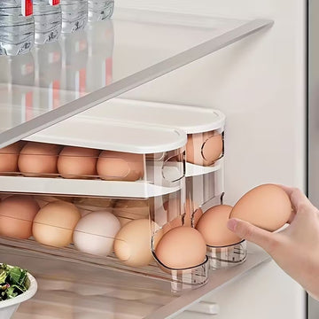 Organizator de oua pe doua niveluri si sistem de rulare automata