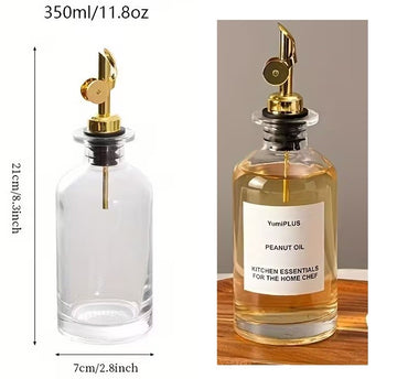 Set 2 sticle rotunde elegante 350ml pentru siropuri,uleiuri si otet cu etichete si palnie
