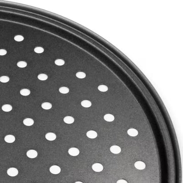 Set 2 tavi rotunde pentru pizza perforate antiarderente din otel carbon de 28cm