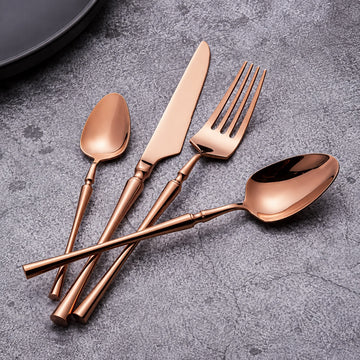 Set tacamuri Premium Royal 24 piese din inox cu finisaj Auriu Roze tip oglinda