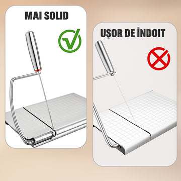 Feliator manual multifunctional din otel inoxidabil pentru taieri precise ale branzeturilor, preparatelor sau legumelor moi