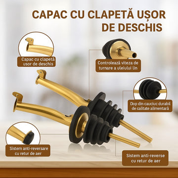 Set 2 sticle elegante forma patrata de 500 ml pentru siropuri, uleiuri si otet