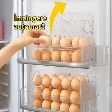 Organizator pentru 30 oua pe 3 niveluri cu ridicare automata si indicator data