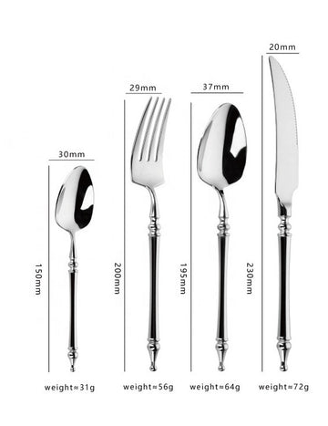 Set tacamuri Premium Noblese 24 piese din inox 304 cu finisaj Argintiu tip oglinda