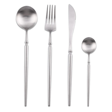 Set 4 tacamuri Linea Premium din inox 304 finisaj argintiu periat mat
