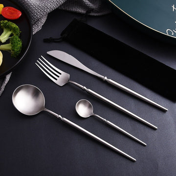 Set 4 tacamuri Linea Premium din inox 304 finisaj argintiu periat mat