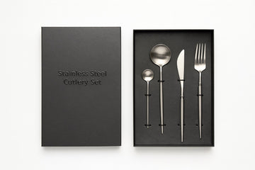 Set 4 tacamuri Linea Premium din inox 304 finisaj argintiu periat mat
