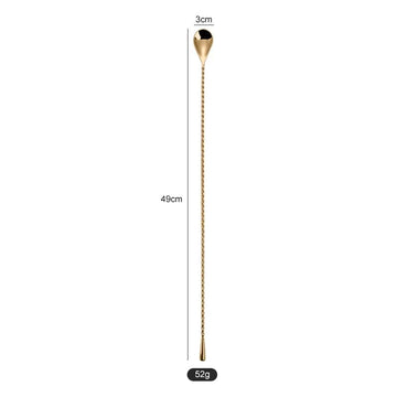 Lingurita aurie 49 cm din otel inoxidabil pentru bauturi si cocktailuri stil japonez