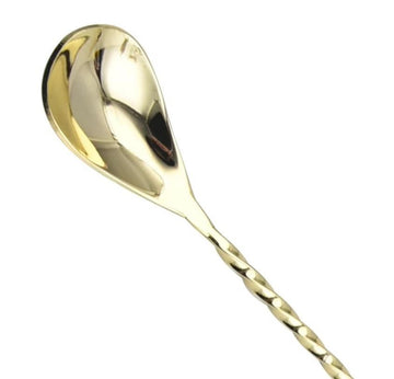 Lingurita aurie 49 cm din otel inoxidabil pentru bauturi si cocktailuri stil japonez