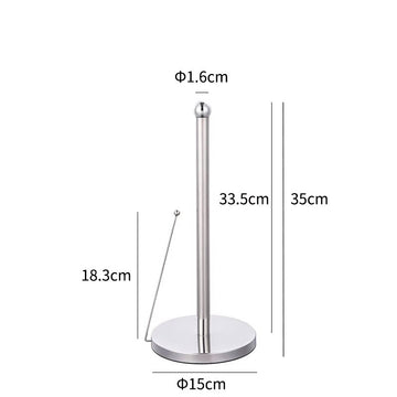 Suport prosoape hartie de bucatarie din otel inoxidabil argintiu cu sistem de sustinere , 15x34 cm