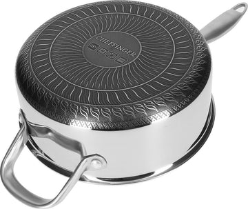 Tigaie profesionala 28cm din inox cu acoperire antiaderenta tip fagure si capac din sticla