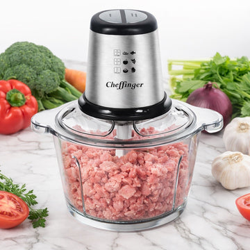 Tocător Electric Cheffinger cu bol din Sticlă 3L, 500W si 4 Lame Inox