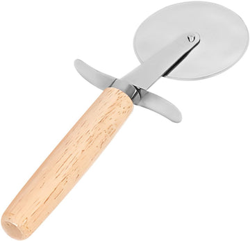 Set servire pizza, 2 piese cu platou din lemn de bambus si feliator
